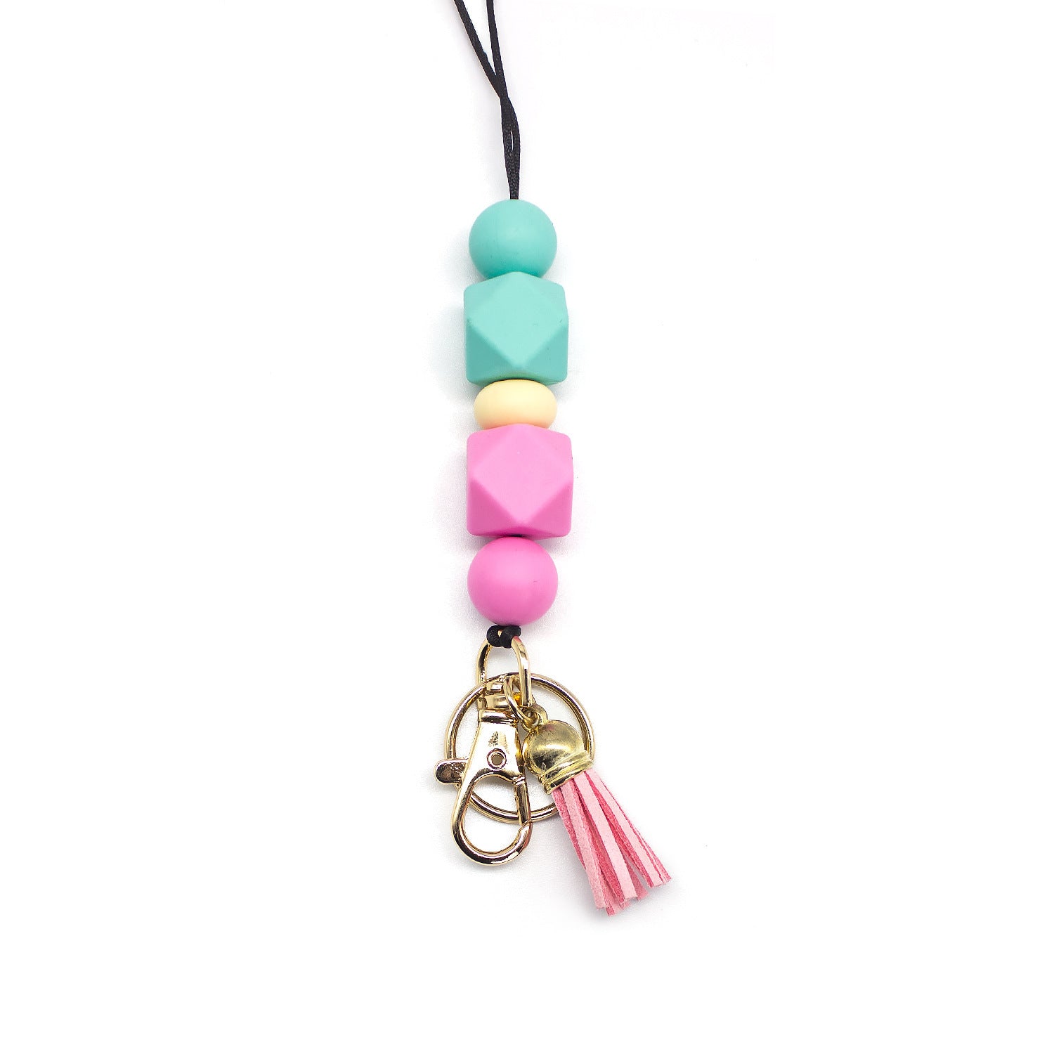 Wholesale Silicone Beaded Wooden Sign Acrylic Lanyard Keychain